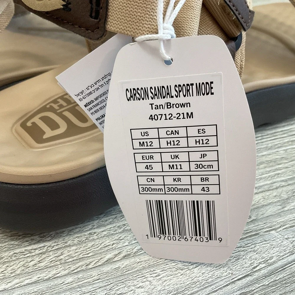 Hey Dude Carson Outdoor Sandals Men's Size 12 Sport Mode Tan Brown Comfort